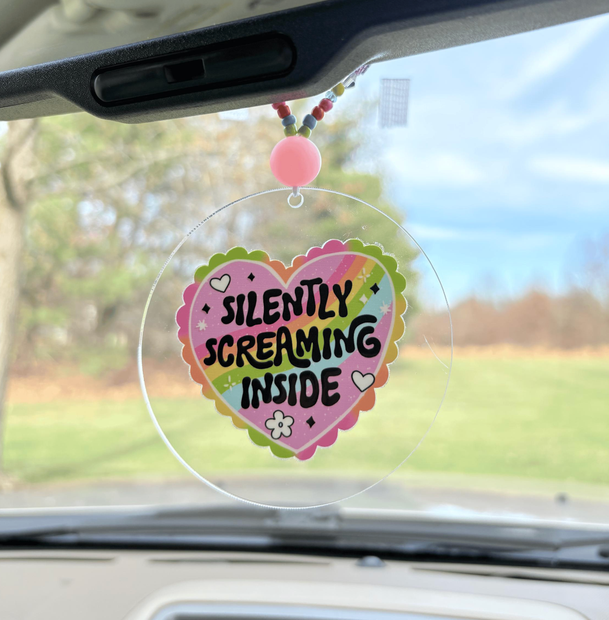 Silently Screaming Inside Car Charm
