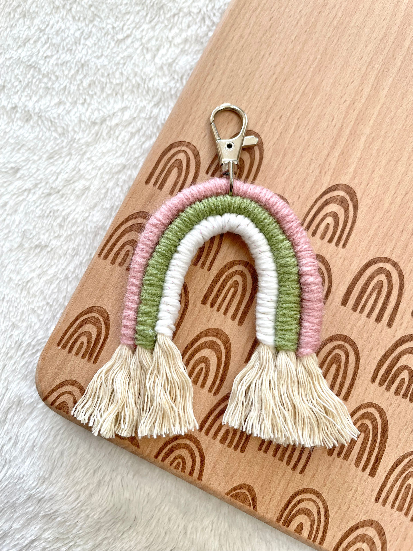 Pink and Green Rainbow Keychain
