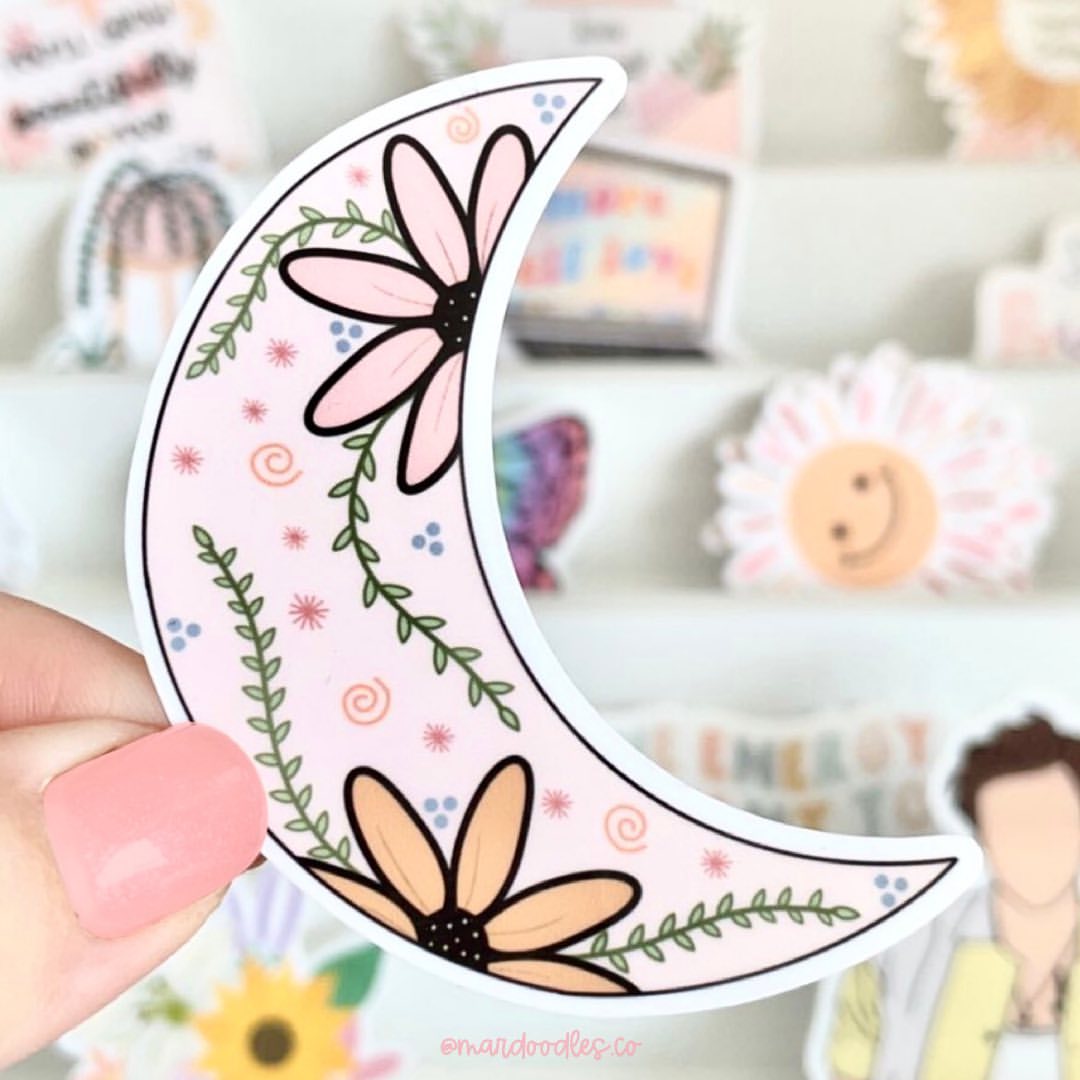 Floral Moon Sticker