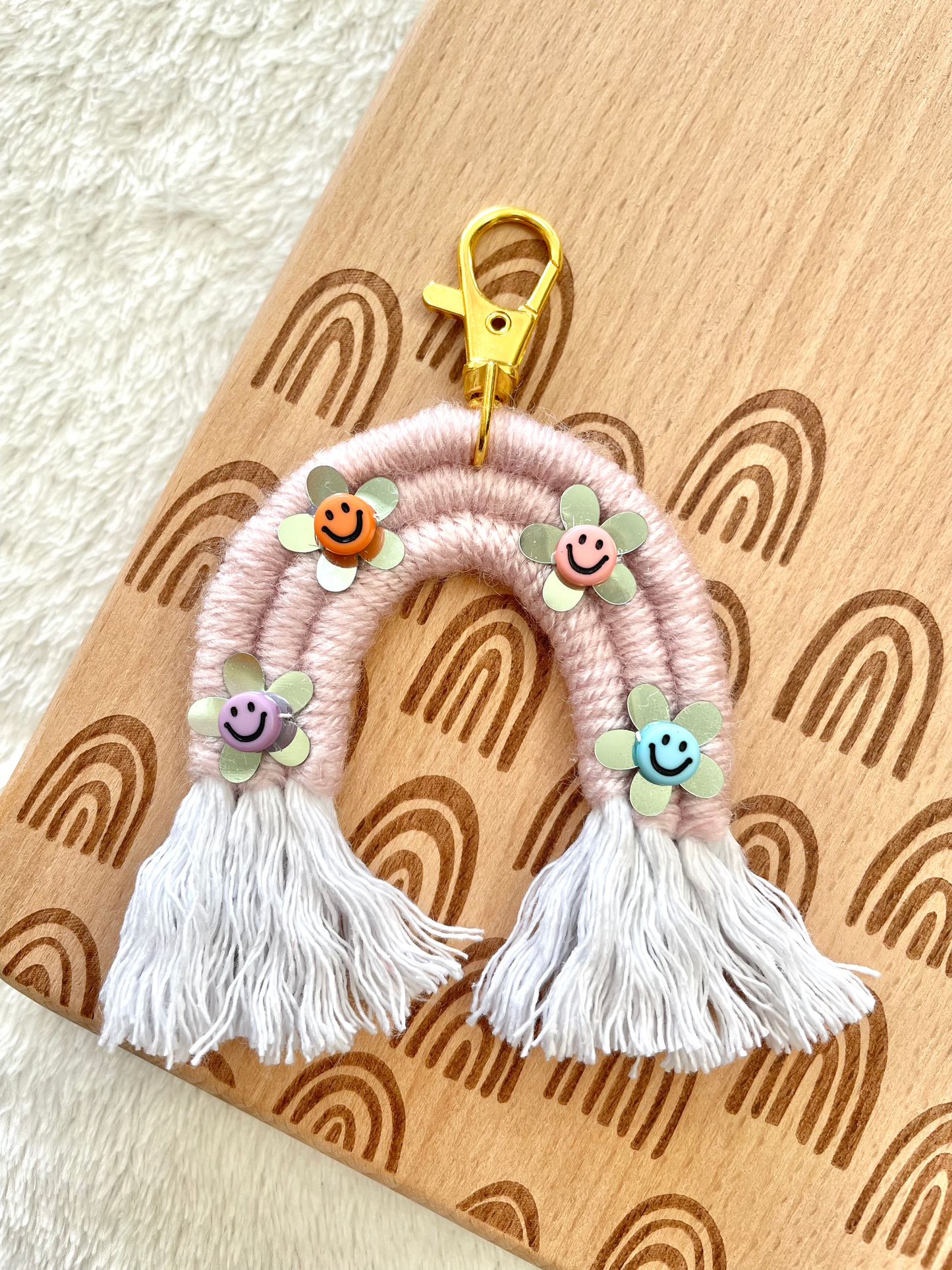 Smiling Daisies Rainbow Keychain