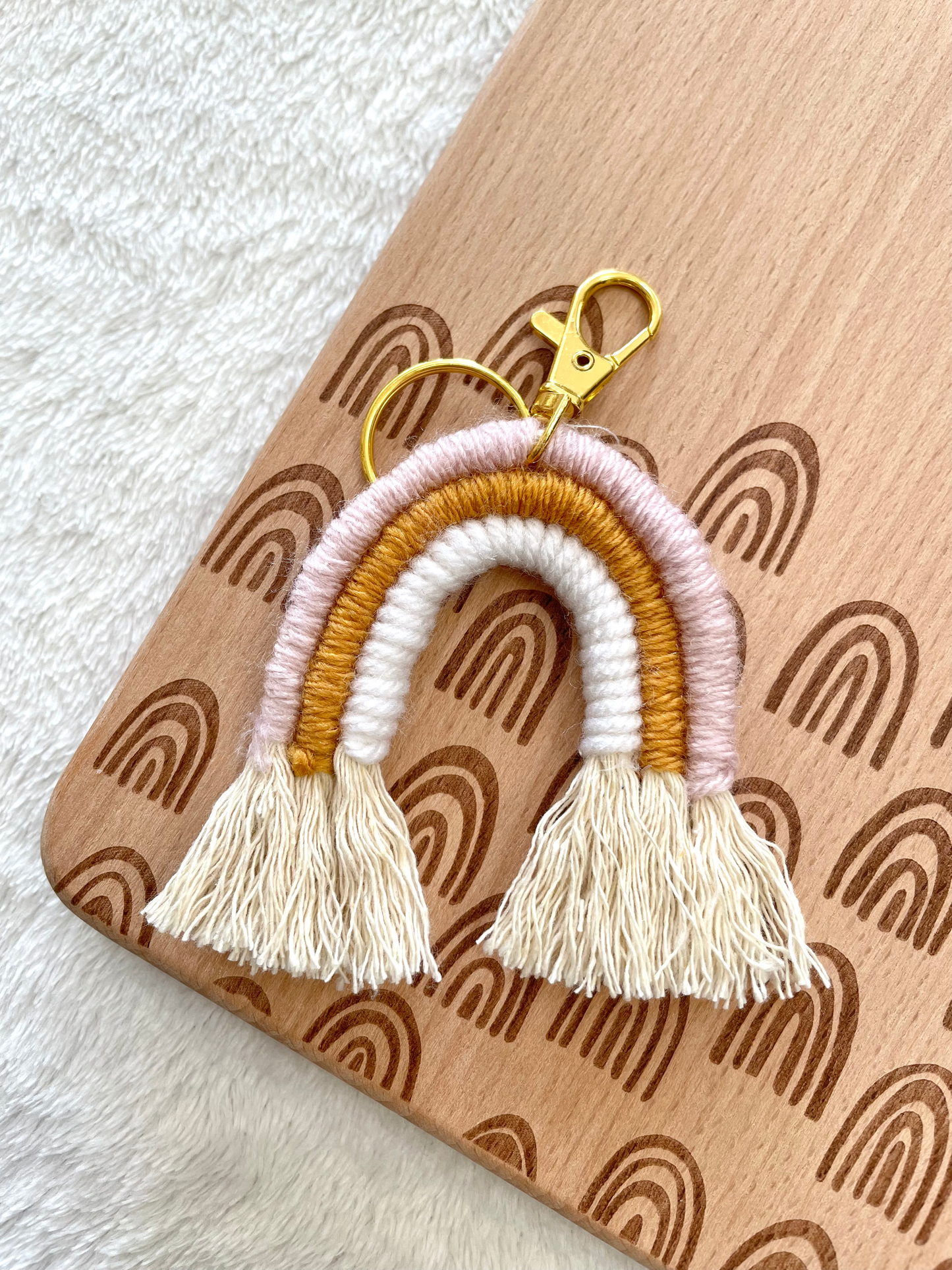 Pink and Mustard Rainbow Keychain