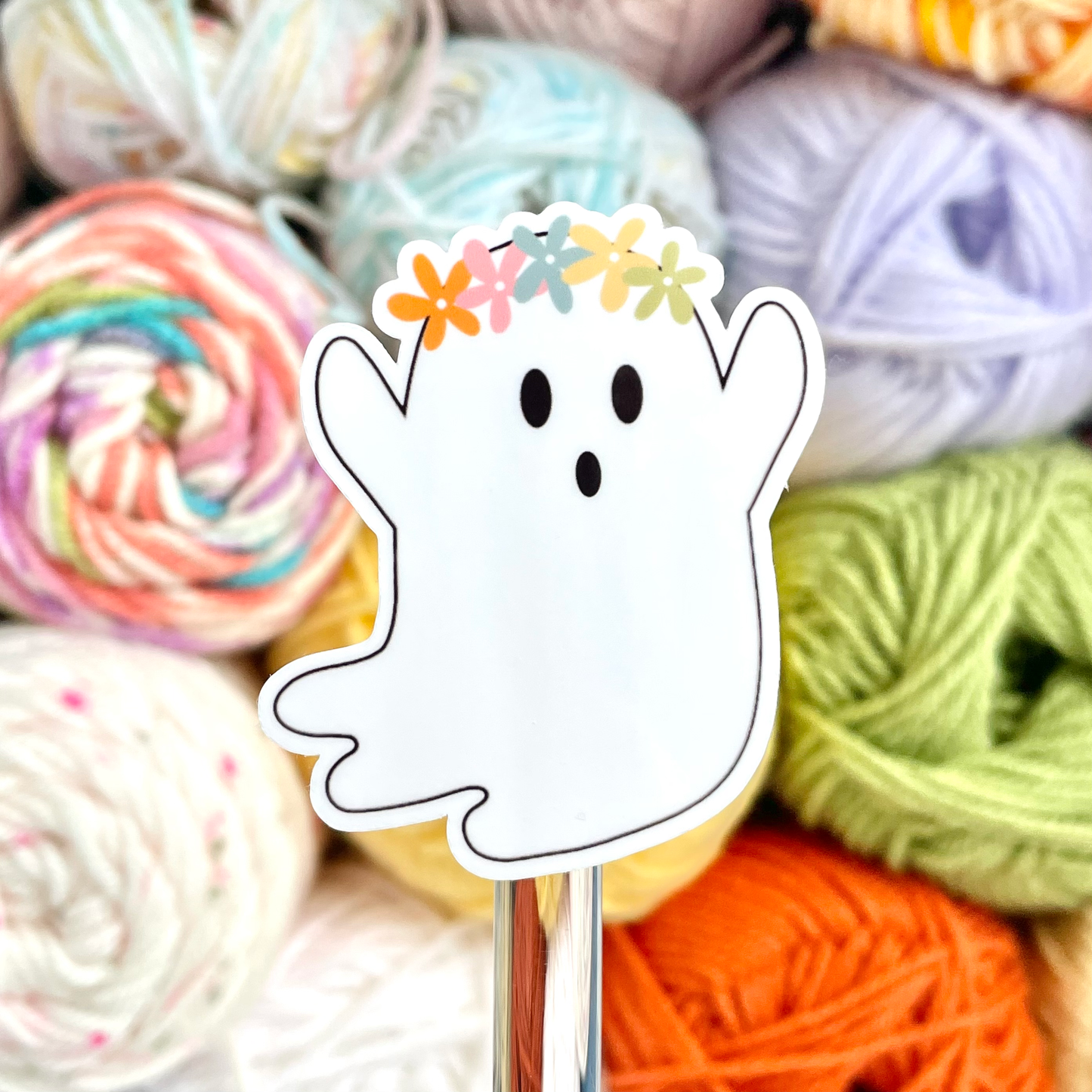 Flower Crown Ghost Sticker