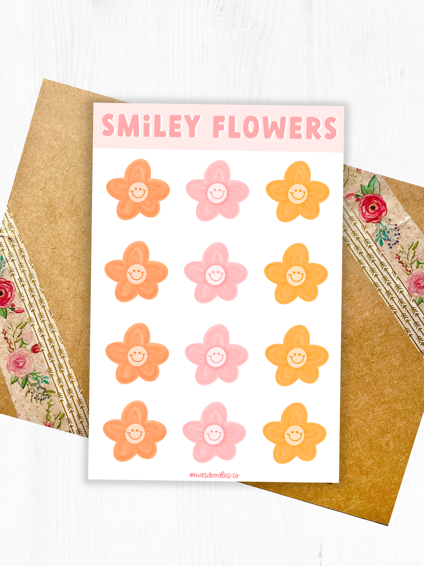 Smiley Flowers Sticker Sheet
