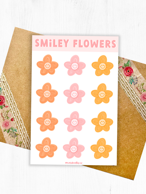 Smiley Flowers Sticker Sheet